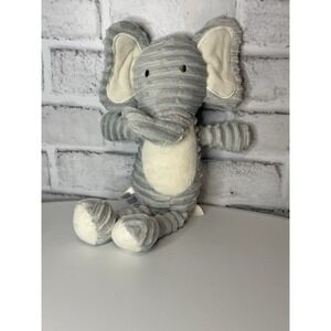Chick Pea Gray Elephant Plush Stuffed Animal  White Ears Tummy Ribbed Corduroy